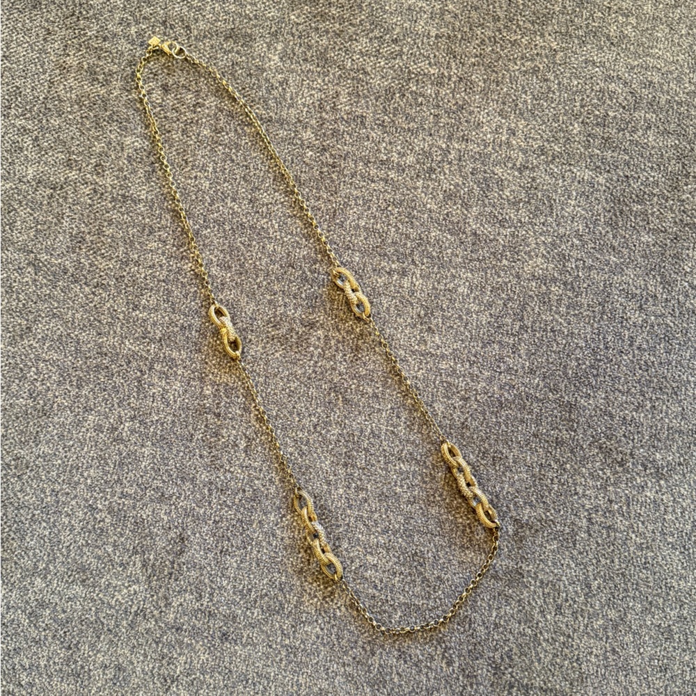 BR Elegant Gold & Crystal Chain Necklace